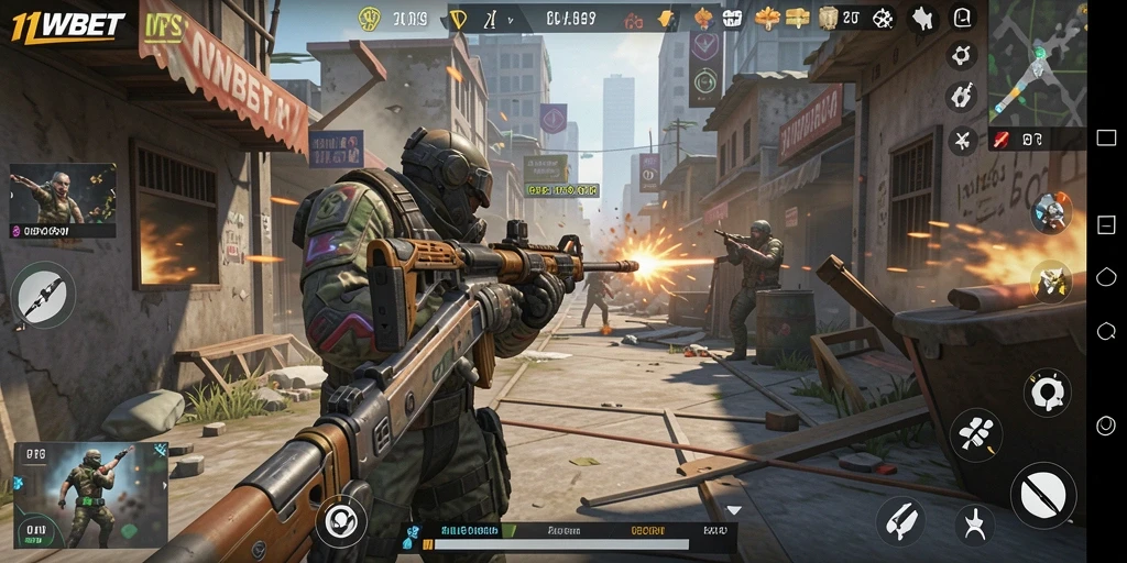 Tampilan gameplay seru dari 11WBET dengan aksi FPS yang menegangkan.