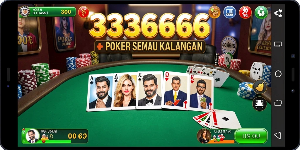 Screenshot gameplay 333666 yang menunjukkan suasana permainan Poker yang seru.