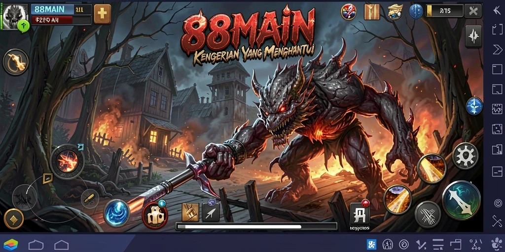 Tangkapan layar gameplay menakutkan dari 88MAIN dengan suasana kelam.