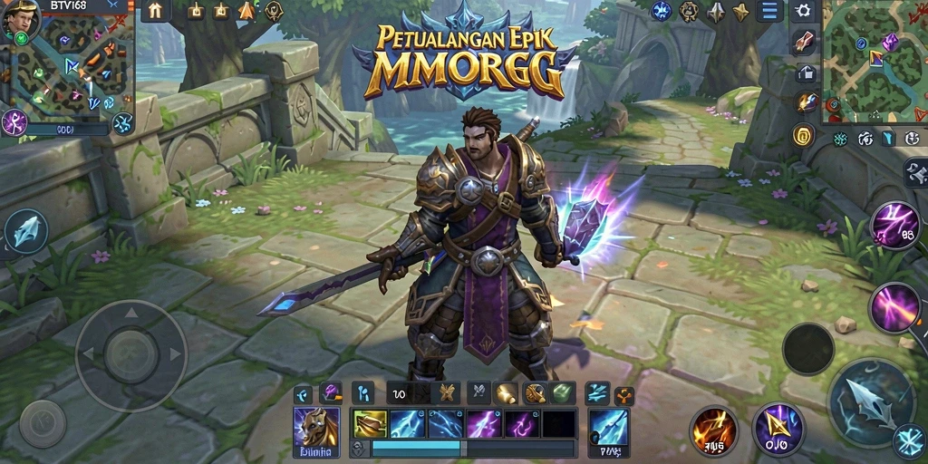 Tangkapan layar gameplay BTV168, menunjukkan aksi pertempuran seru dalam MMORPG.