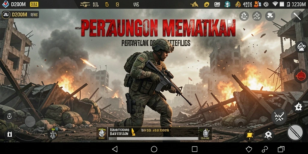 Tampilan gameplay D200M dalam pertempuran menegangkan yang seru.