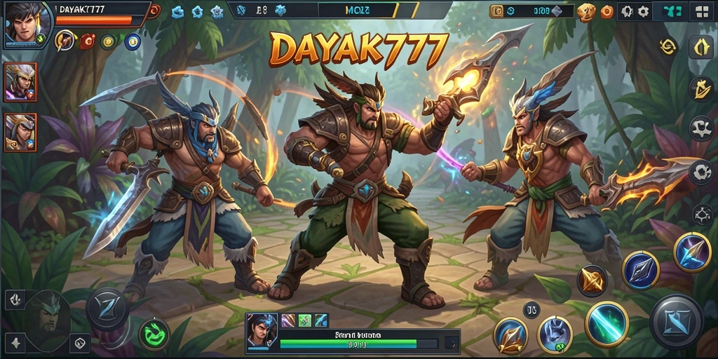 Tampilan gameplay seru dari DAYAK777 di arena MOBA.