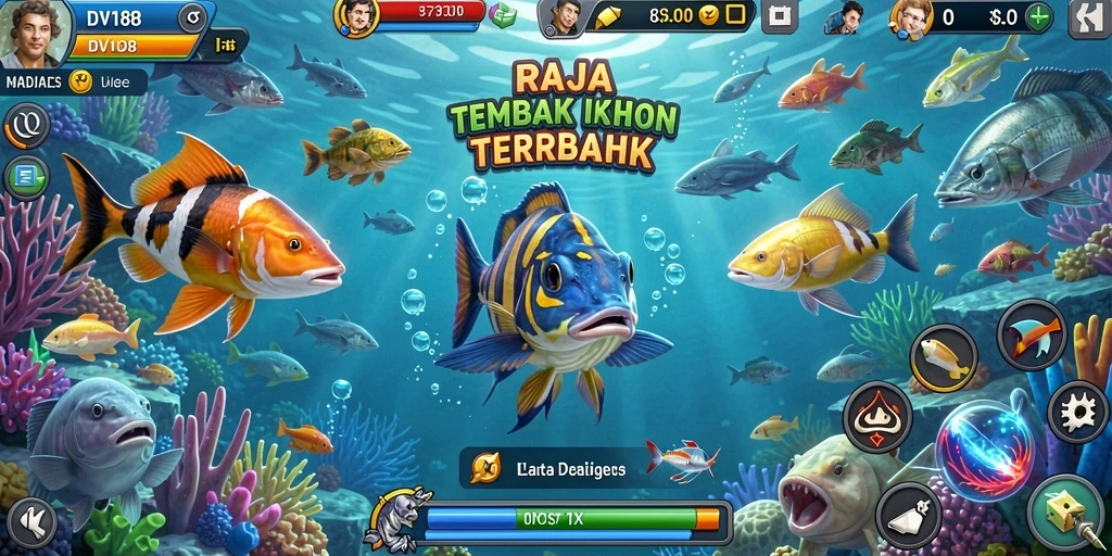 Tampilan gameplay DV188 dengan aksi menembak ikan yang seru.