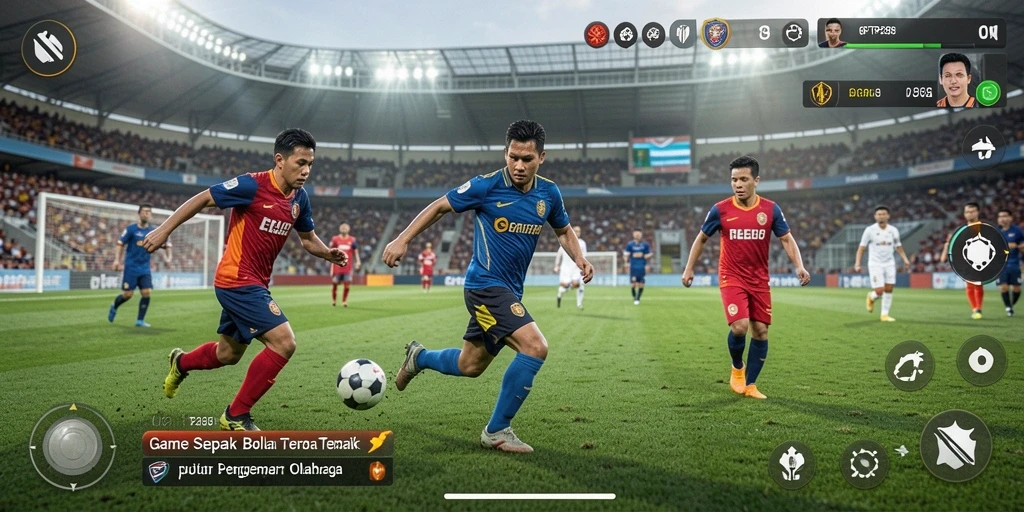 Screenshot gameplay GIFTRP288 menampilkan aksi pertandingan sepak bola yang seru.