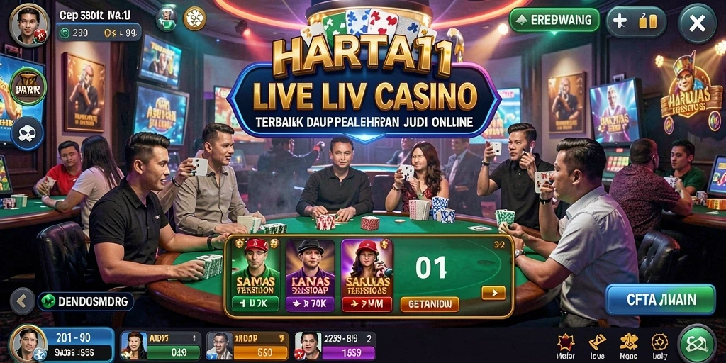 Tampilan gameplay Live Casino HARTA11 dengan dealer langsung yang profesional.