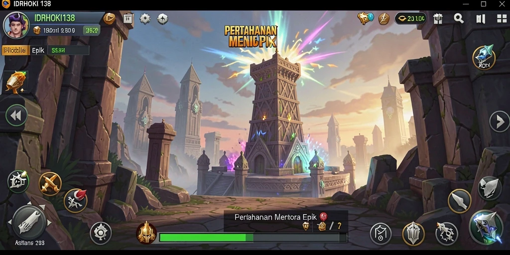 Tampilan gameplay IDRHOKI138 yang mendebarkan dalam Tower Defense.
