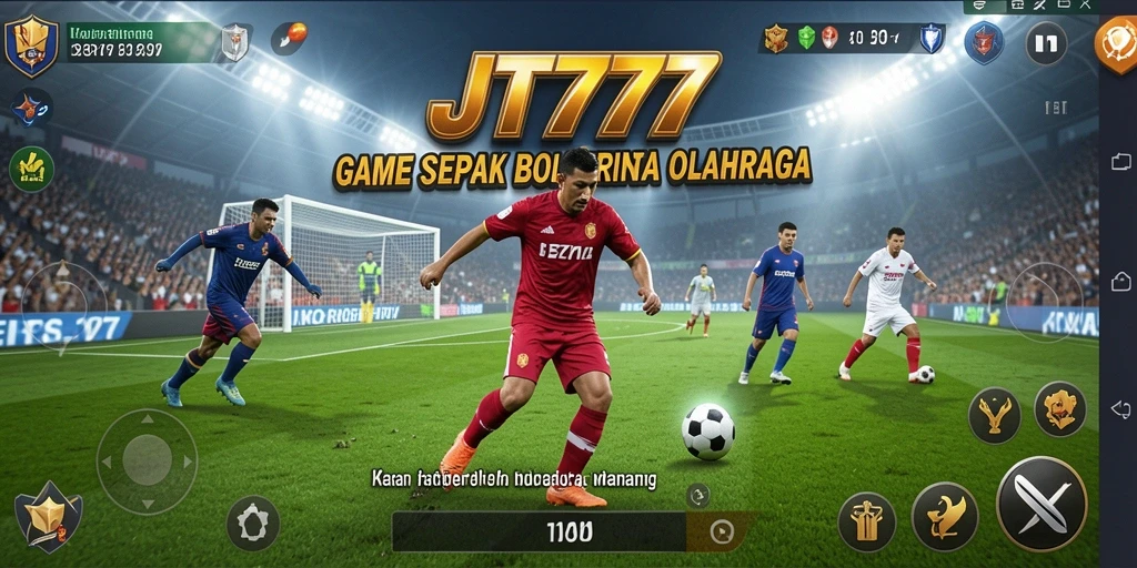 Screenshot JT777 menampilkan aksi seru dari pertandingan sepak bola.