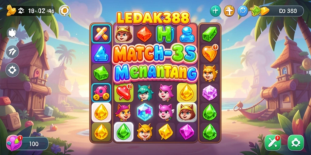 Screenshot gameplay <strong>LEDAK388</strong> menampilkan aksi mencocokkan warna yang seru.
