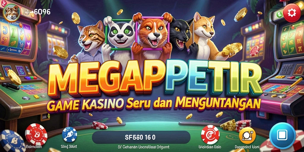Screenshot gameplay MEGAPETIR yang menampilkan suasana Kasino yang meriah.