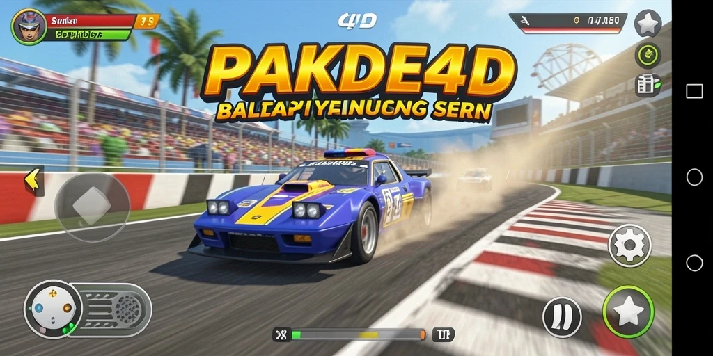 Tangkapan layar gameplay PAKDE4D yang menunjukkan aksi balap yang mendebarkan.