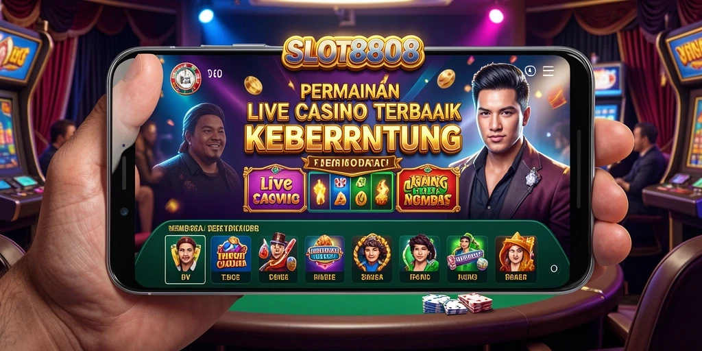 Screenshot game SLOT8808 menampilkan dealer profesional dan gameplay yang seru.