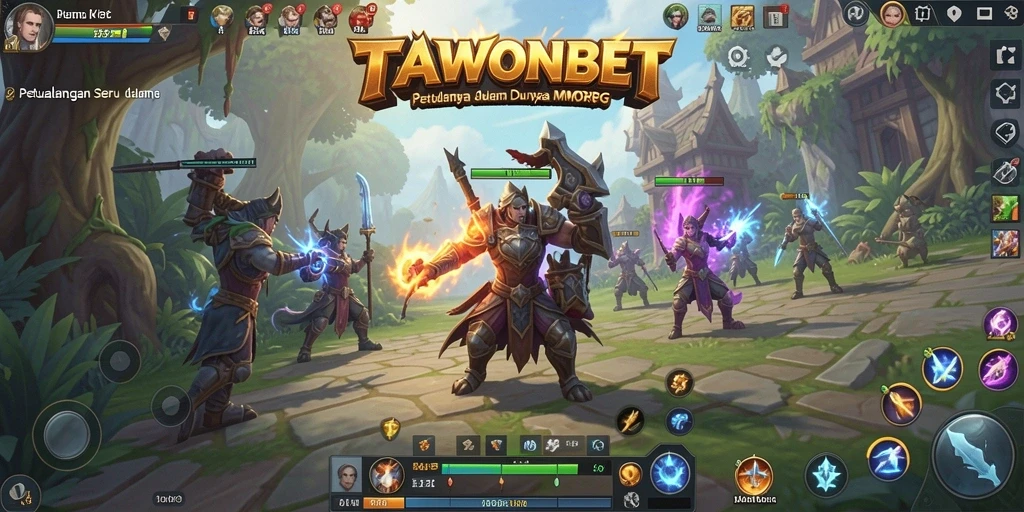 Screenshot memperlihatkan aksi seru dalam gameplay MMORPG TAWONBET.