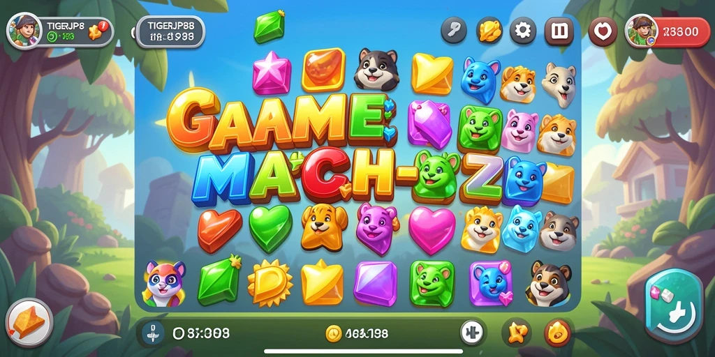 Tampilkan gameplay seru dari game Match-3 TIGERJP88.