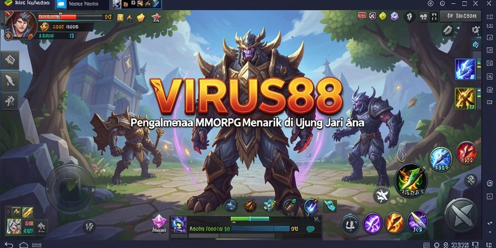 Screenshot menampilkan gameplay aksi seru di dunia VIRUS88.