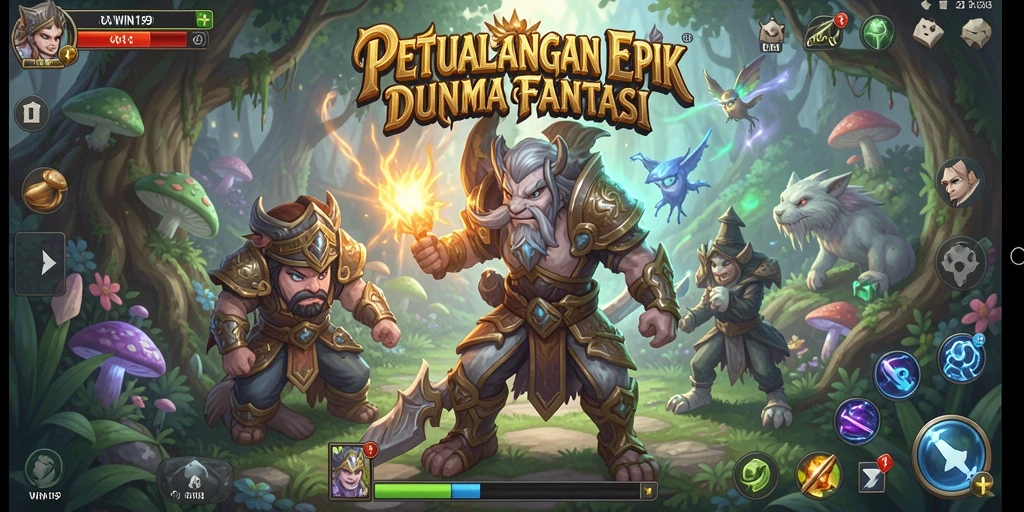Screenshot menampilkan aksi epic dalam gameplay RPG WIN199.